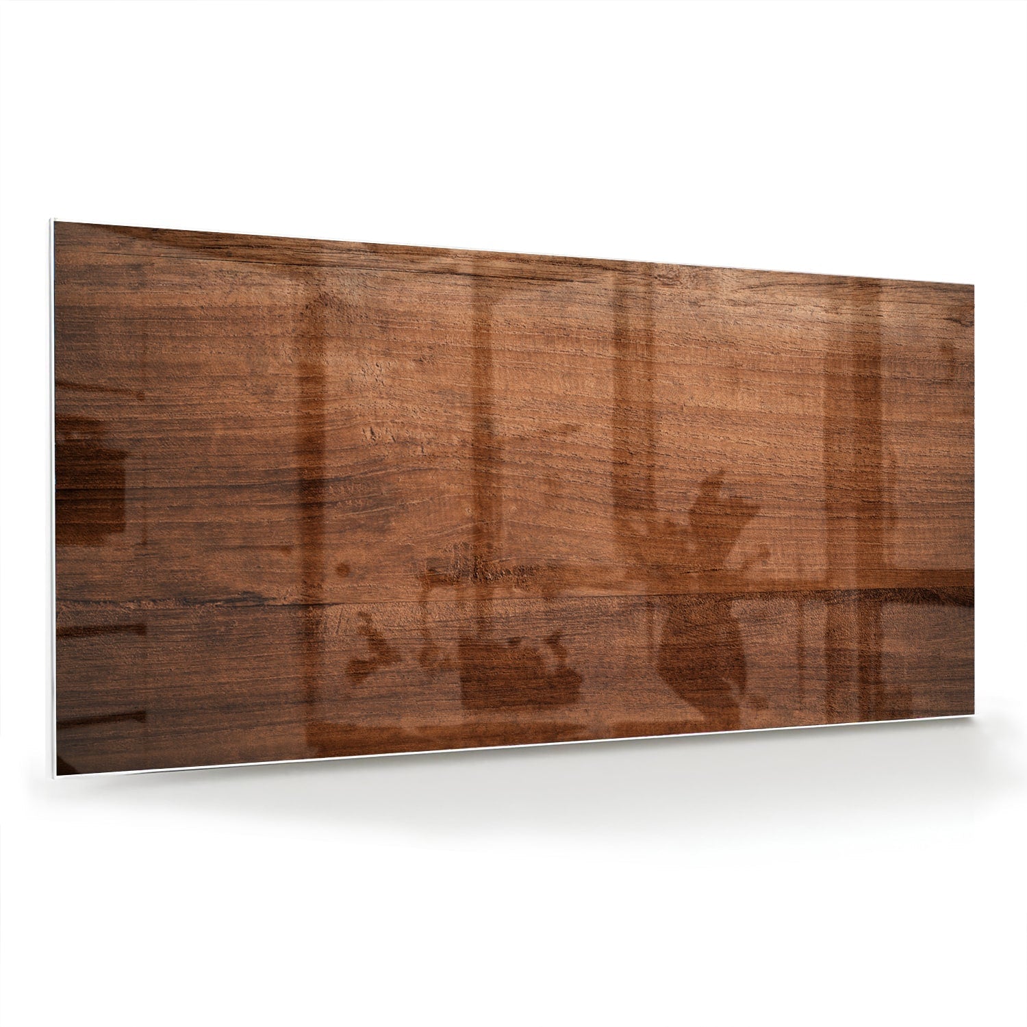Elegantes Glasbild in warmem Holzton – Glasbild aus Sicherheitsglas, Größe 70x70_rond