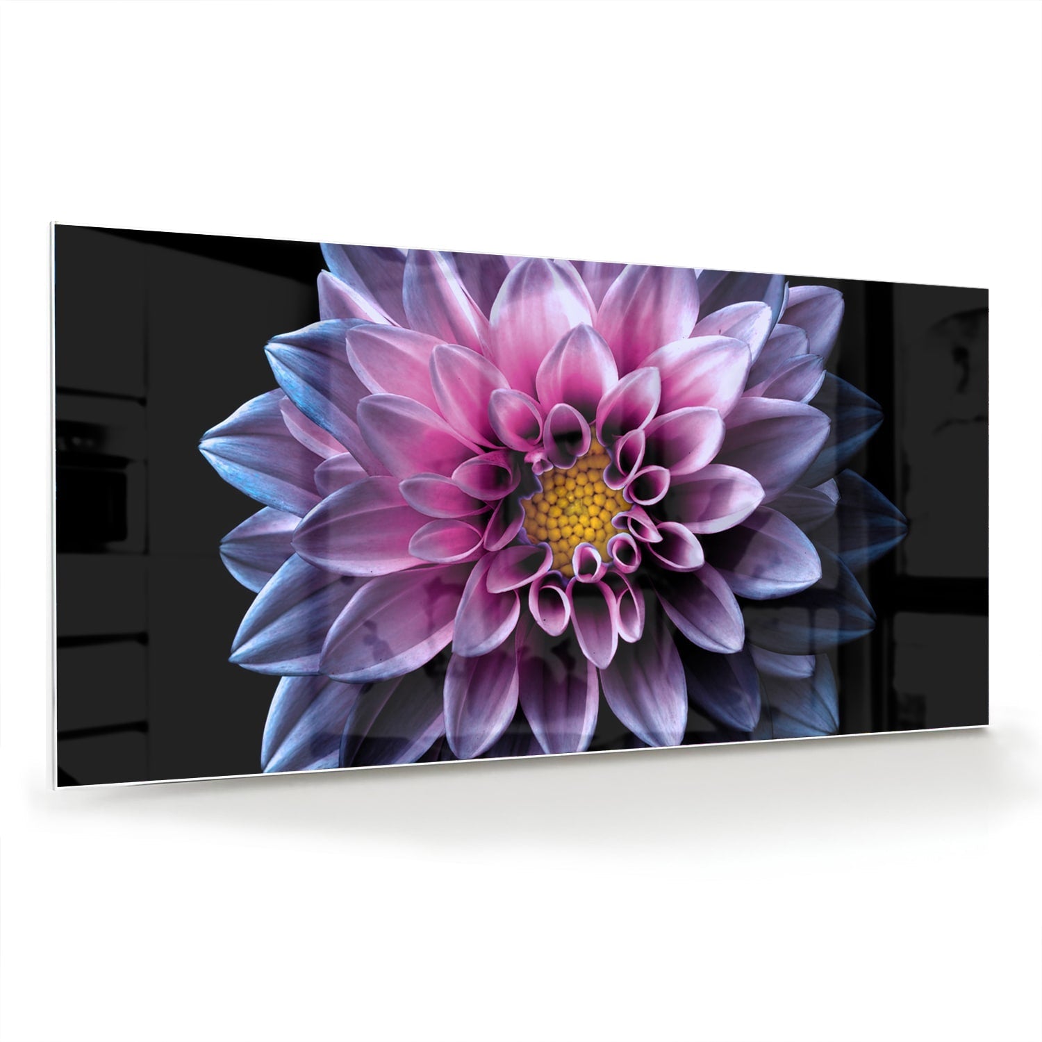 Elegantes Glasbild mit rosa Blume – Glasbild aus Sicherheitsglas, Größe 70x70_rond