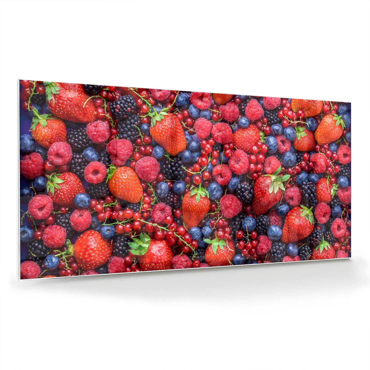 Farbenfrohes Glasbild mit Beeren und Früchten – Glasbild aus Sicherheitsglas, Größe 70x70_rond