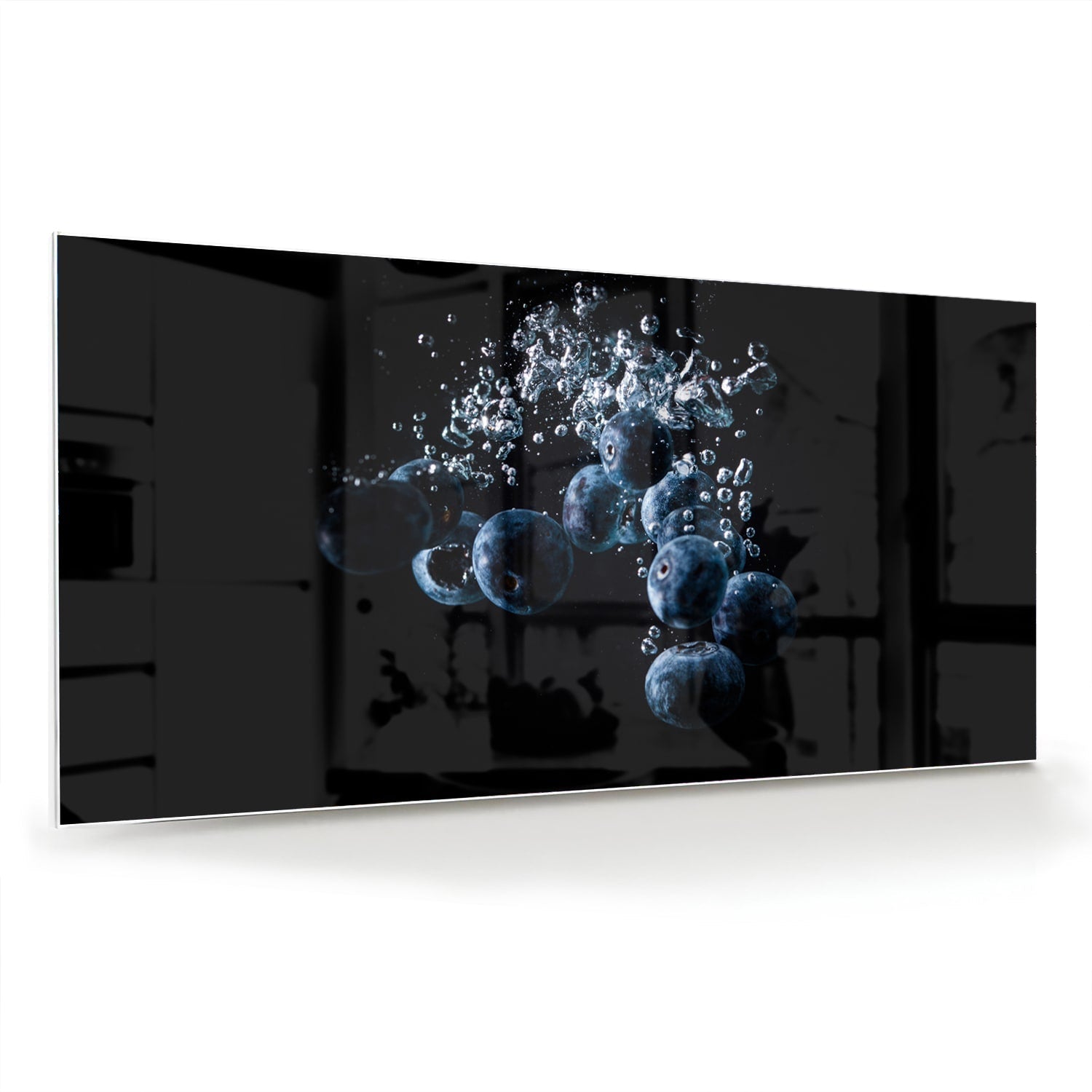Abstraktes Glasbild mit Blasen in Wasser – Glasbild aus Sicherheitsglas, Größe 70x70_rond