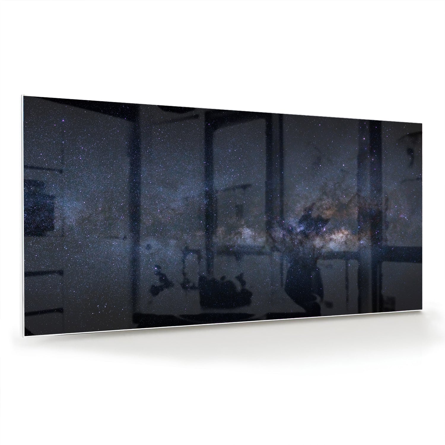 Glasbild mit einem bezaubernden Sternenhimmel – Glasbild aus Sicherheitsglas, Größe 70x70_rond