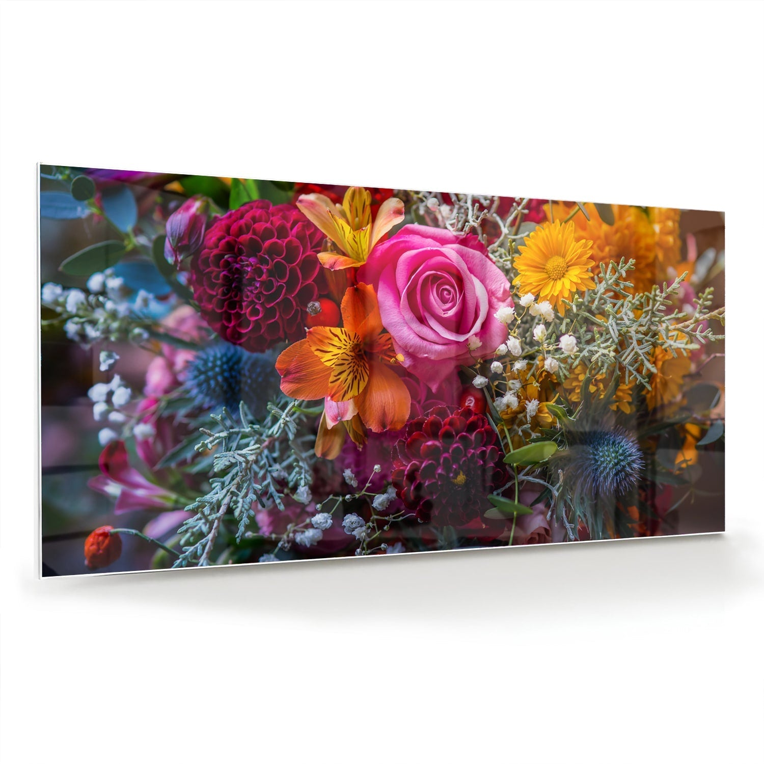 Glasbild – Bunte Blütenpracht – Glasbild aus Sicherheitsglas, Größe 70x70_rond