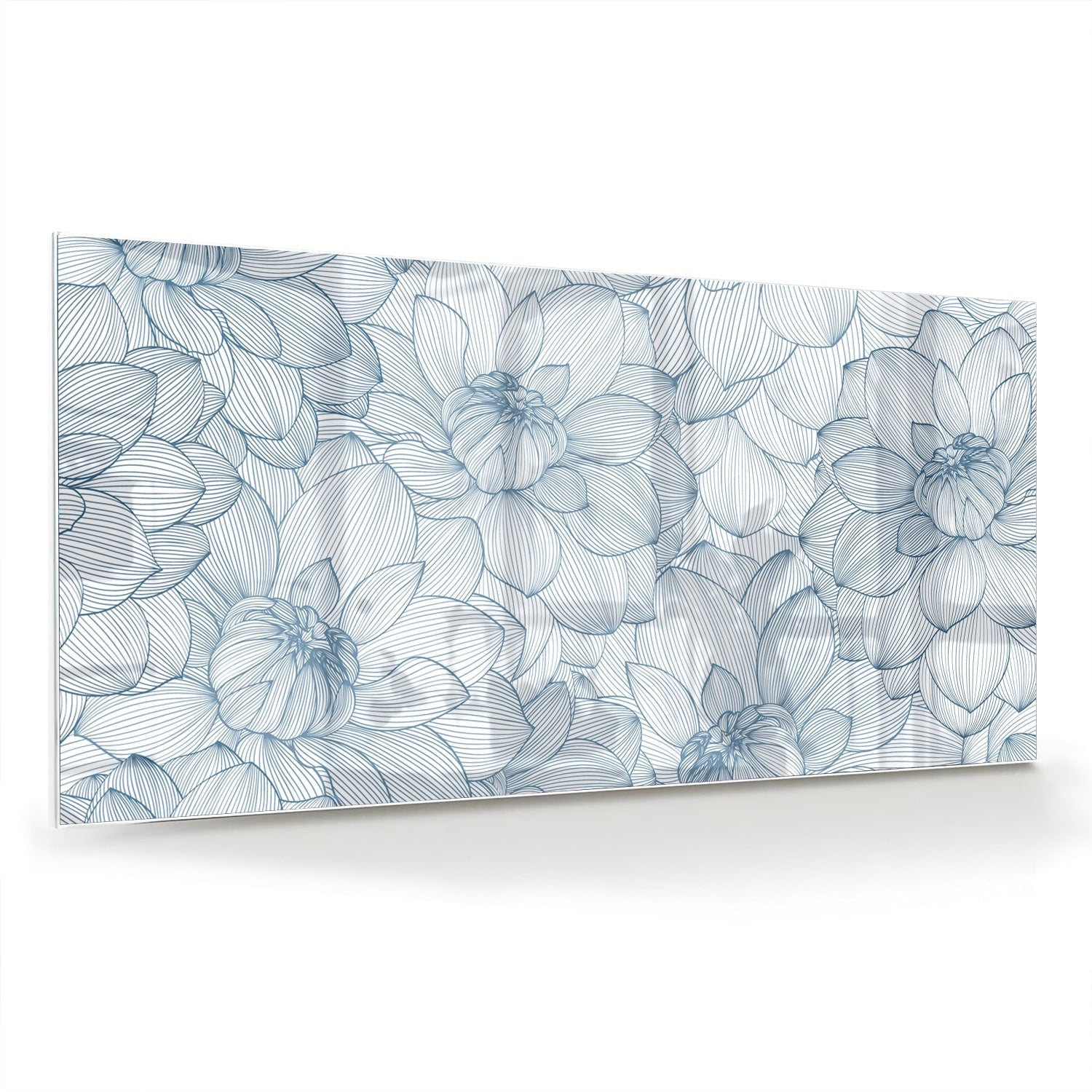 Elegantes Glasbild mit Blumendesign in Blau – Glasbild aus Sicherheitsglas, Größe 70x70_rond