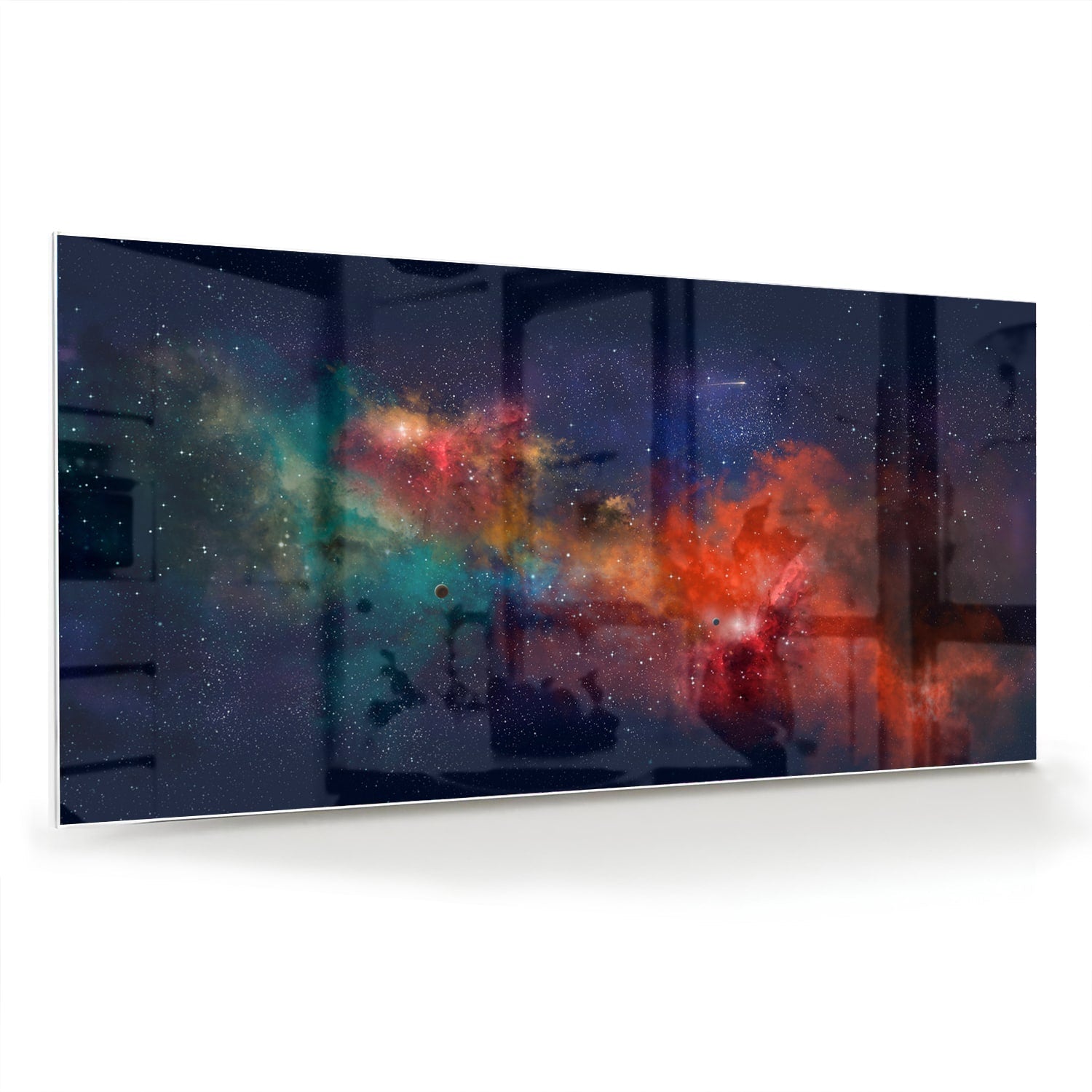 Leuchtendes Glasbild mit Galaxie – Glasbild aus Sicherheitsglas, Größe 70x70_rond