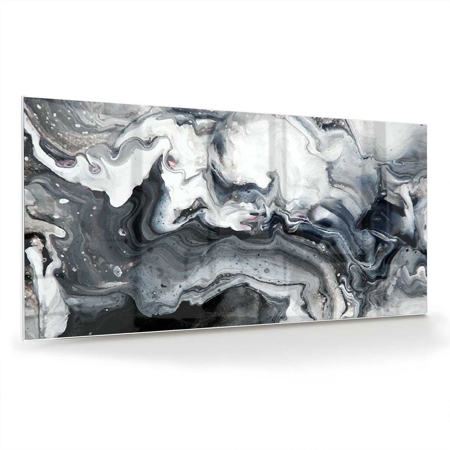 Abstraktes Glasbild in Grautönen – Glasbild aus Sicherheitsglas, Größe 70x70_rond