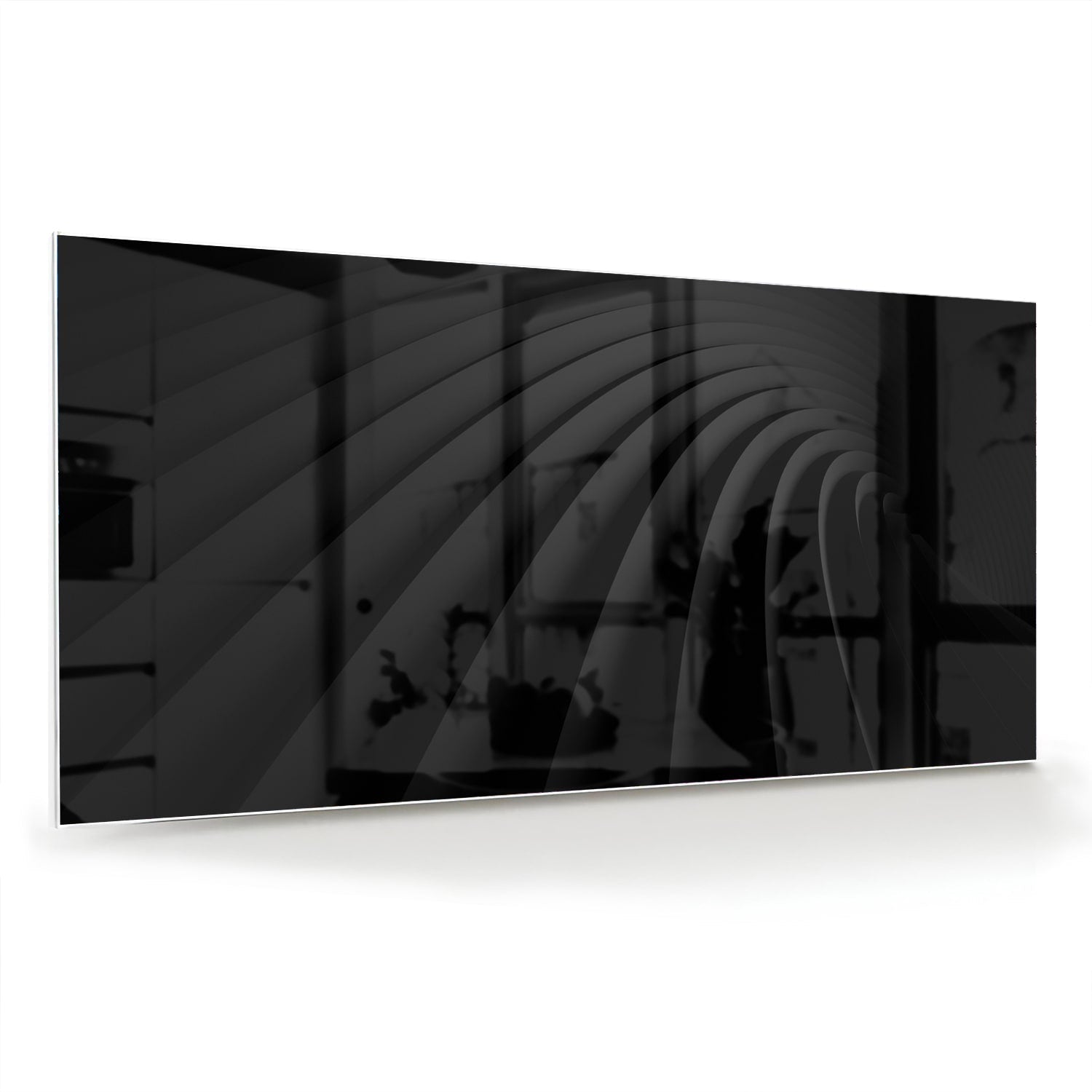 Elegantes schwarzes Glasbild für ein modernes Interieur – Glasbild aus Sicherheitsglas, Größe 70x70_rond