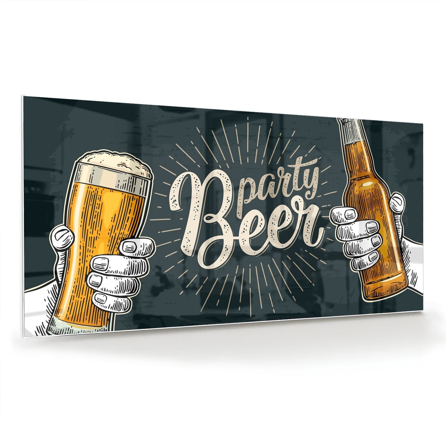 Festliches Glasbild mit Bier – Glasbild aus Sicherheitsglas, Größe 70x70_rond