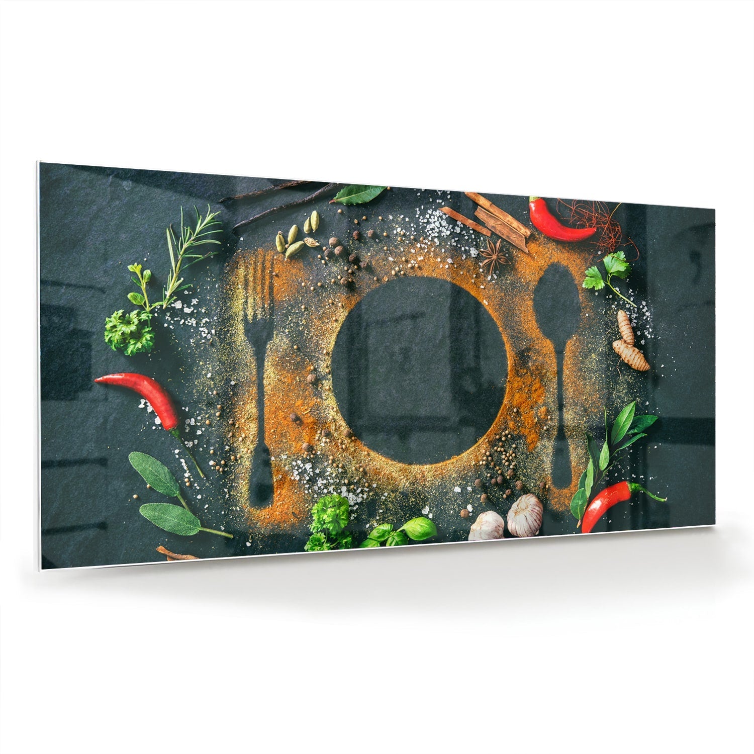 Glasbild mit kulinarischen Elementen – Glasbild aus Sicherheitsglas, Größe 70x70_rond