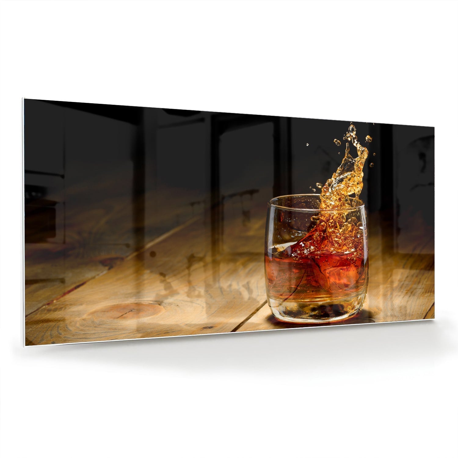 Glasbild mit spritzigem Getränk – Glasbild aus Sicherheitsglas, Größe 70x70_rond
