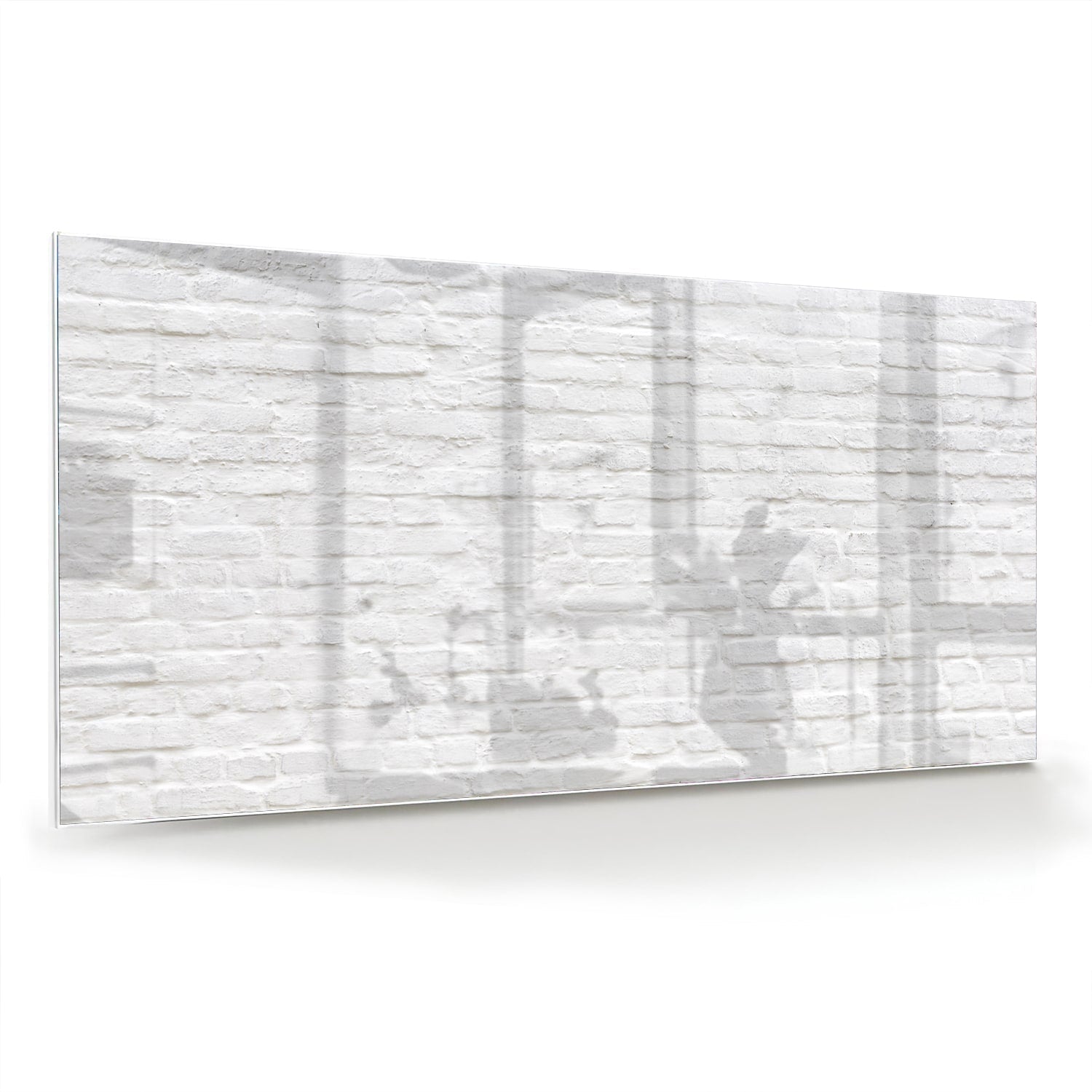 Glasbild mit weißer Ziegelsteintextur – Glasbild aus Sicherheitsglas, Größe 70x70_rond