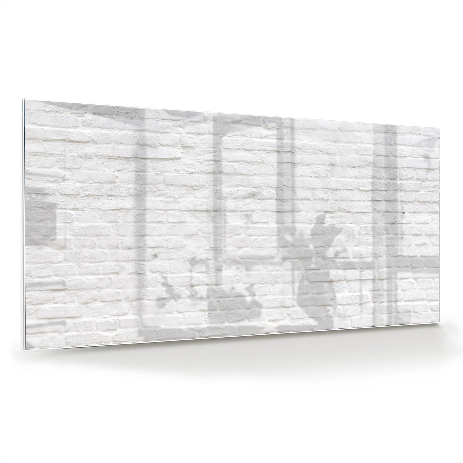 Glasbild mit witte bakstenen Textur als moderne Glas-Wanddekoration aus 4 mm Sicherheitsglas