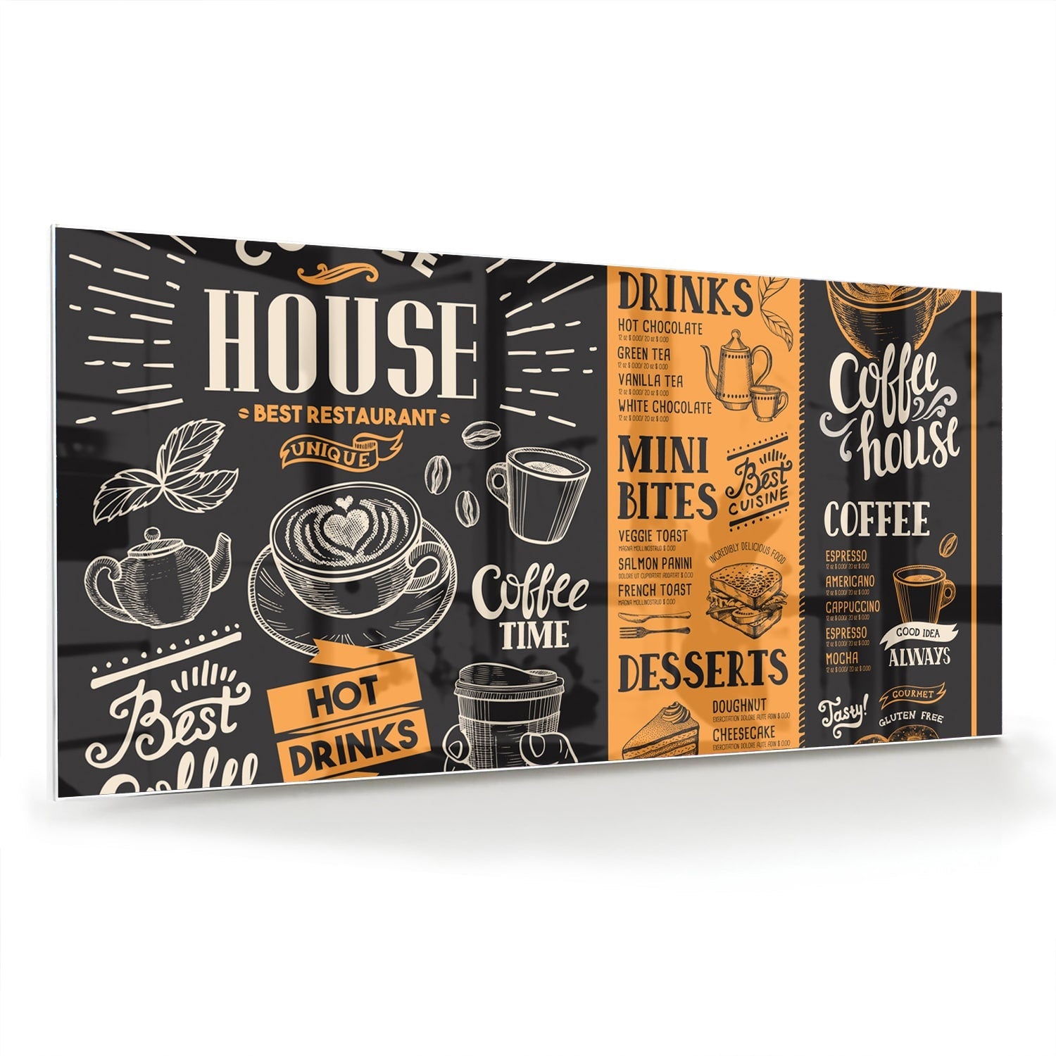 Glasbild – Vintage Coffee-House – Glasbild aus Sicherheitsglas, Größe 70x70_rond