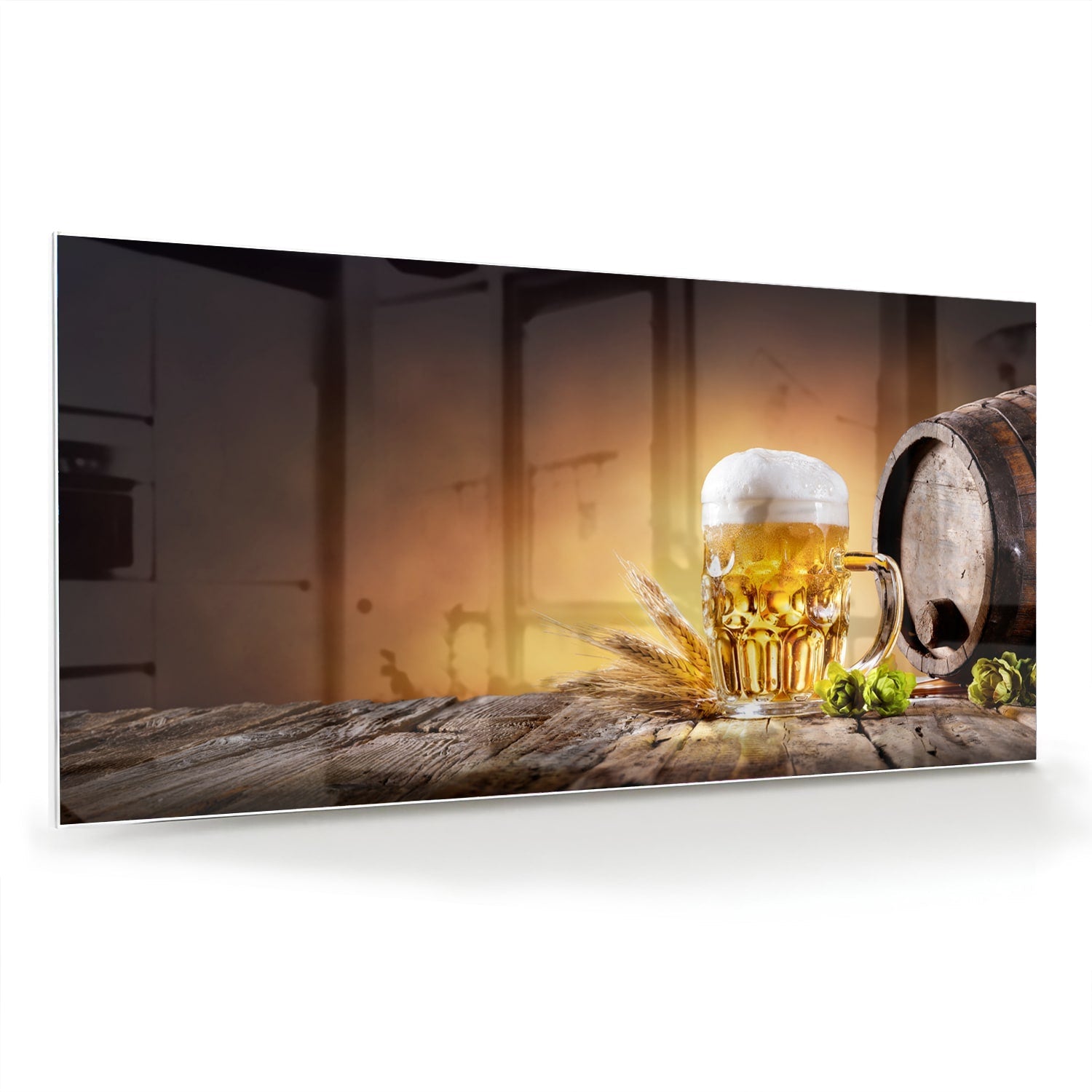 Glasbild mit einem kühlen Bier – Glasbild aus Sicherheitsglas, Größe 70x70_rond