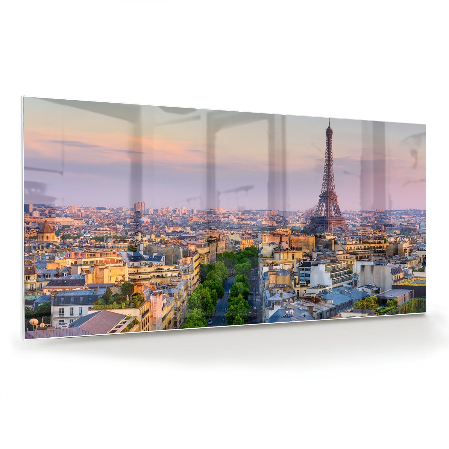 Glasbild mit dem Eiffelturm in Paris – Glasbild aus Sicherheitsglas, Größe 70x70_rond