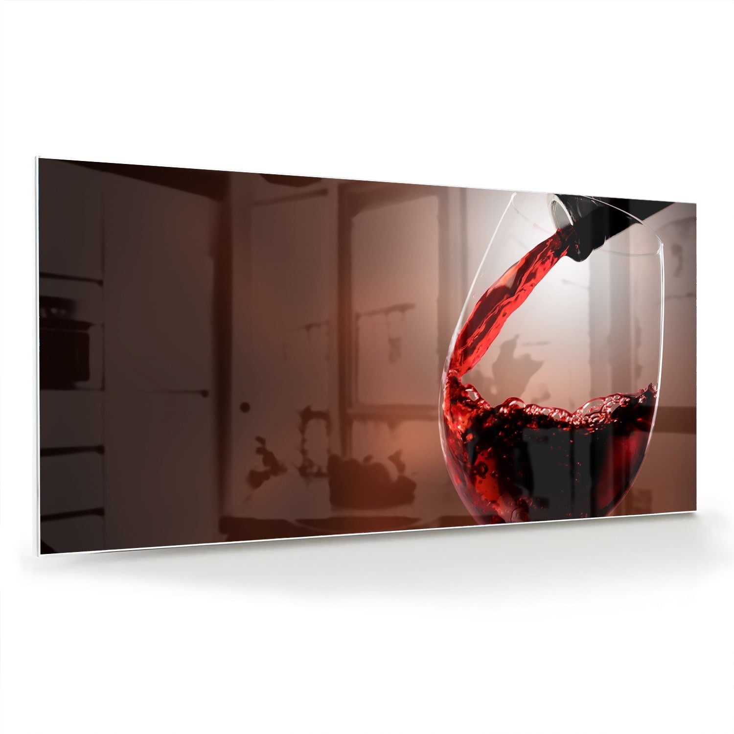 Glasbild mit Rotwein in einem stilvollen Raum – Glasbild aus Sicherheitsglas, Größe 70x70_rond