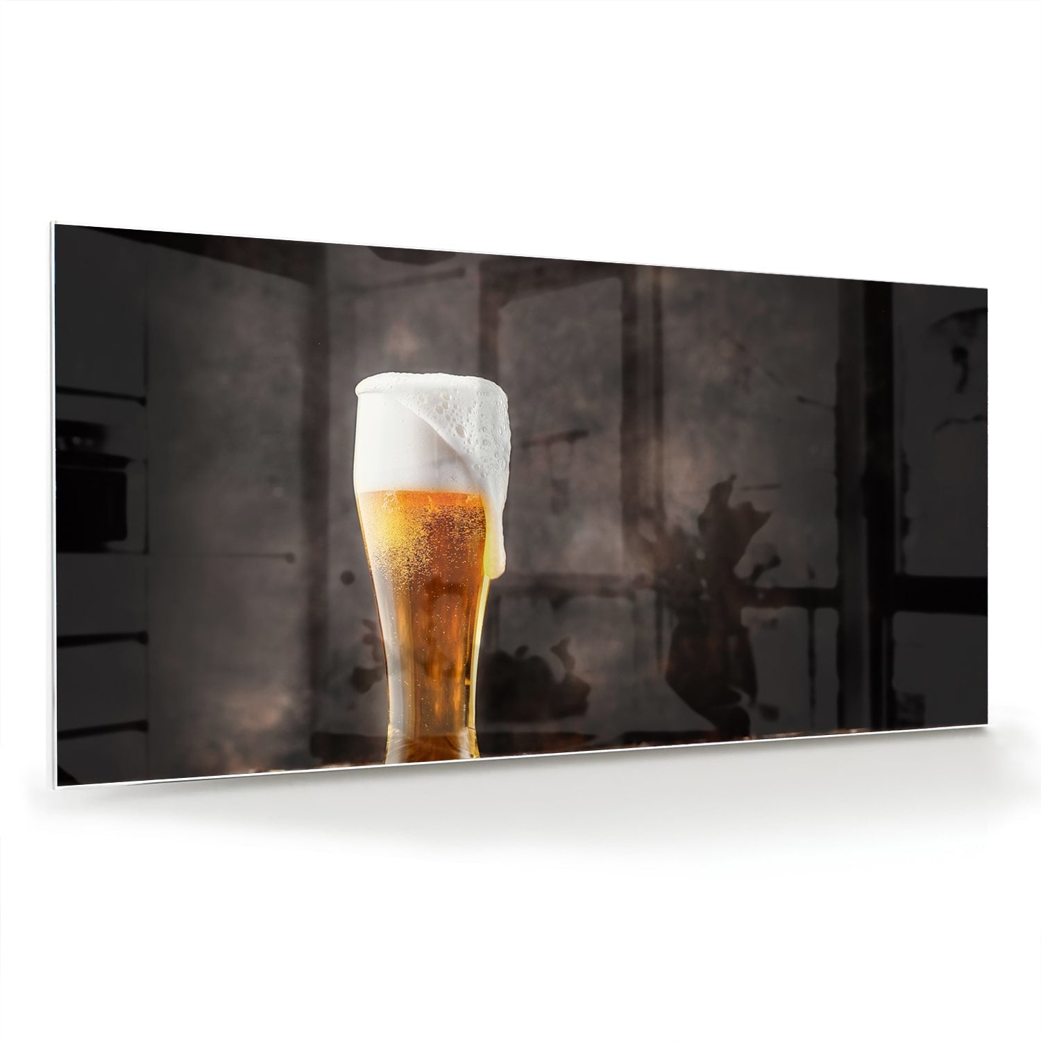 Stilvolles Glasbild mit einem Bier – Glasbild aus Sicherheitsglas, Größe 70x70_rond