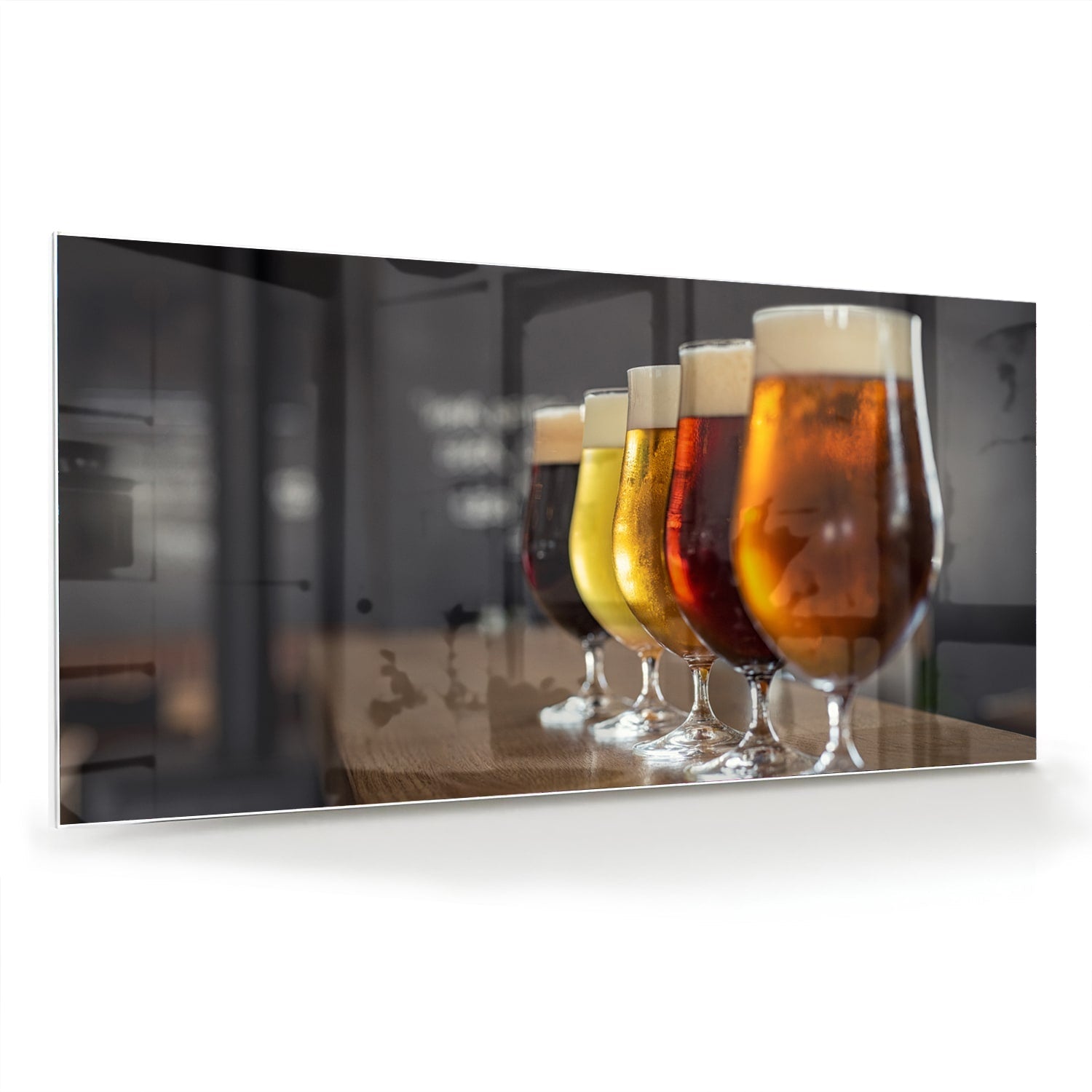 Glasbild mit verschiedenen Bieren – Glasbild aus Sicherheitsglas, Größe 70x70_rond