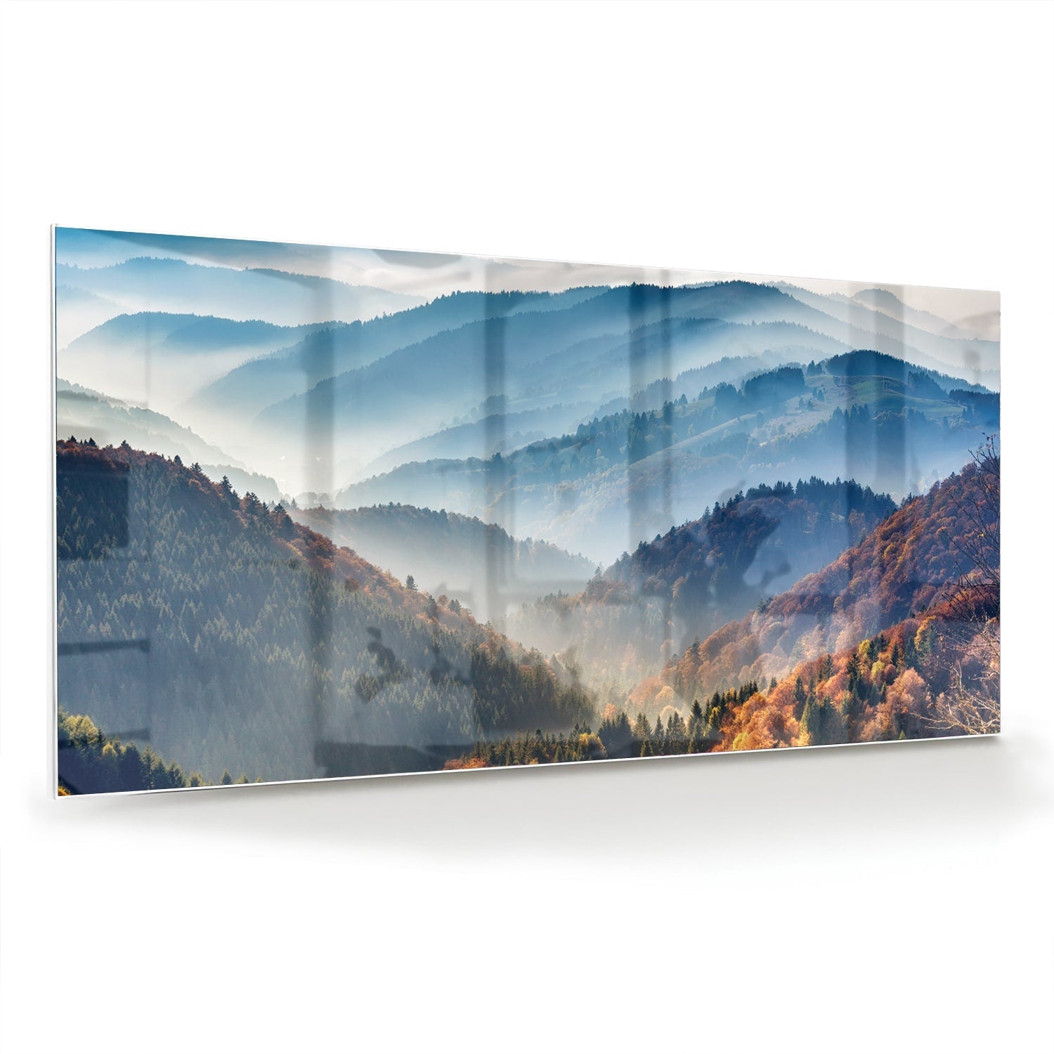 Atemberaubendes Glasbild mit Berglandschaft für Zuhause – Glasbild aus Sicherheitsglas, Größe 70x70_rond