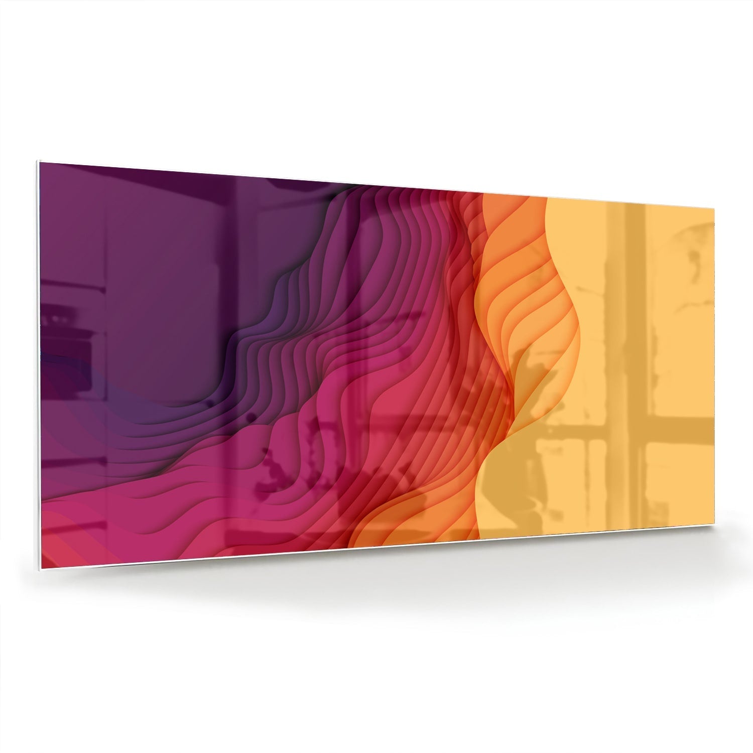 Abstraktes Glasbild mit leuchtenden Farben – Glasbild aus Sicherheitsglas, Größe 70x70_rond