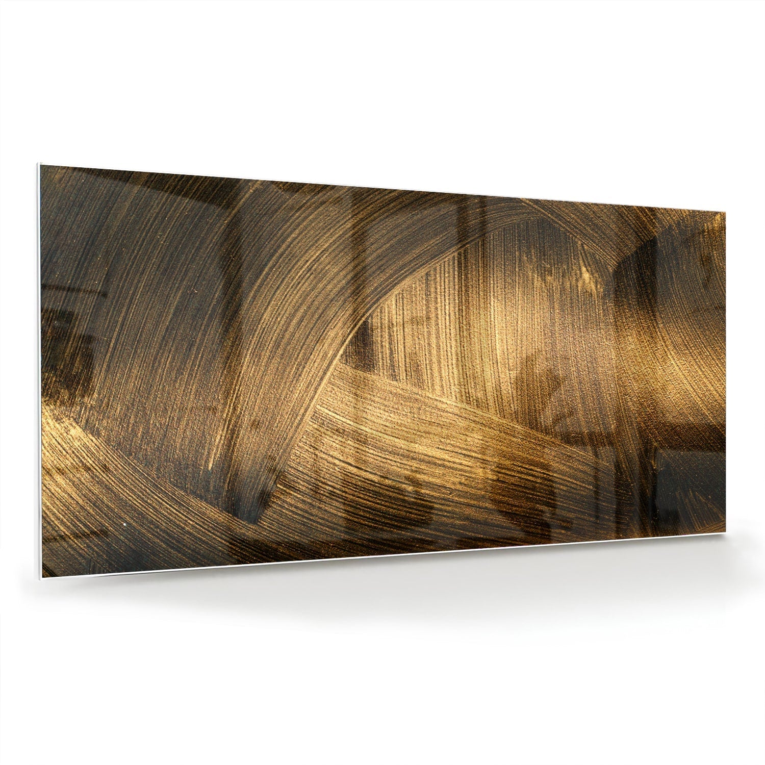 Elegantes Glasbild mit goldenem Muster – Glasbild aus Sicherheitsglas, Größe 70x70_rond