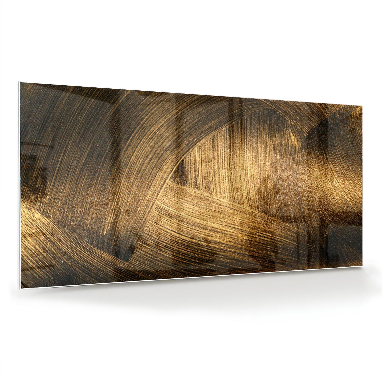 Elegantes Glasbild mit goldenen Muster als moderne Glas-Wanddekoration aus 4 mm Sicherheitsglas