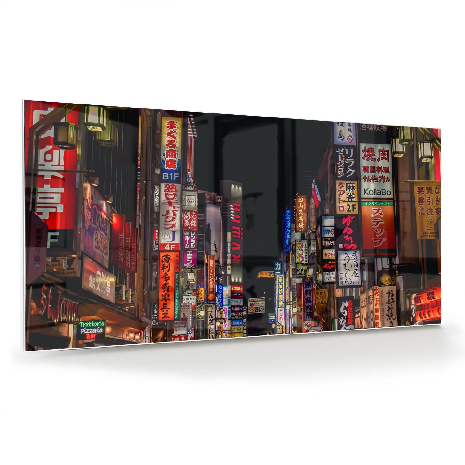 Glasbild mit urbaner Szenerie und bezaubernden Neonlichtern – Glasbild aus Sicherheitsglas, Größe 70x70_rond