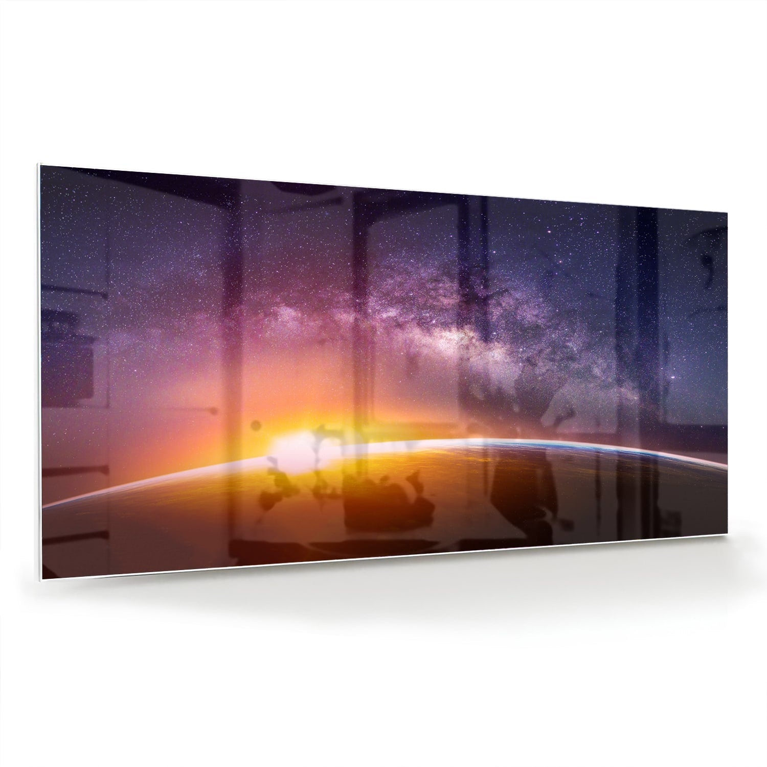 Glasbild mit einem Sternenhimmel bei Sonnenuntergang – Glasbild aus Sicherheitsglas, Größe 70x70_rond