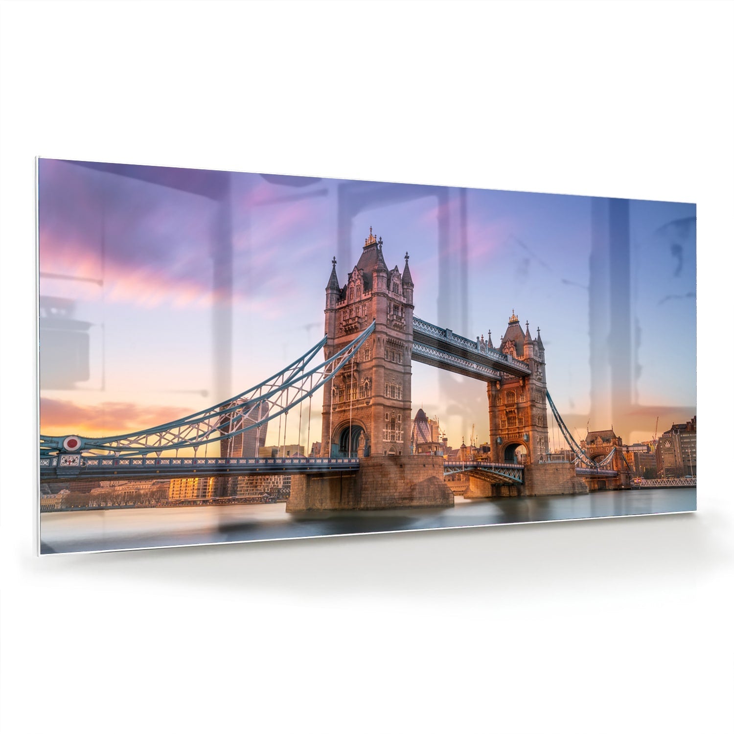 Glasbild mit der Tower Bridge in London – Glasbild aus Sicherheitsglas, Größe 70x70_rond