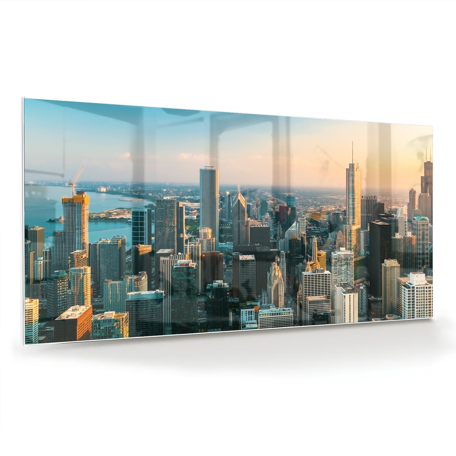 Stadtblick – Glasbild für moderne Innenräume – Glasbild aus Sicherheitsglas, Größe 70x70_rond