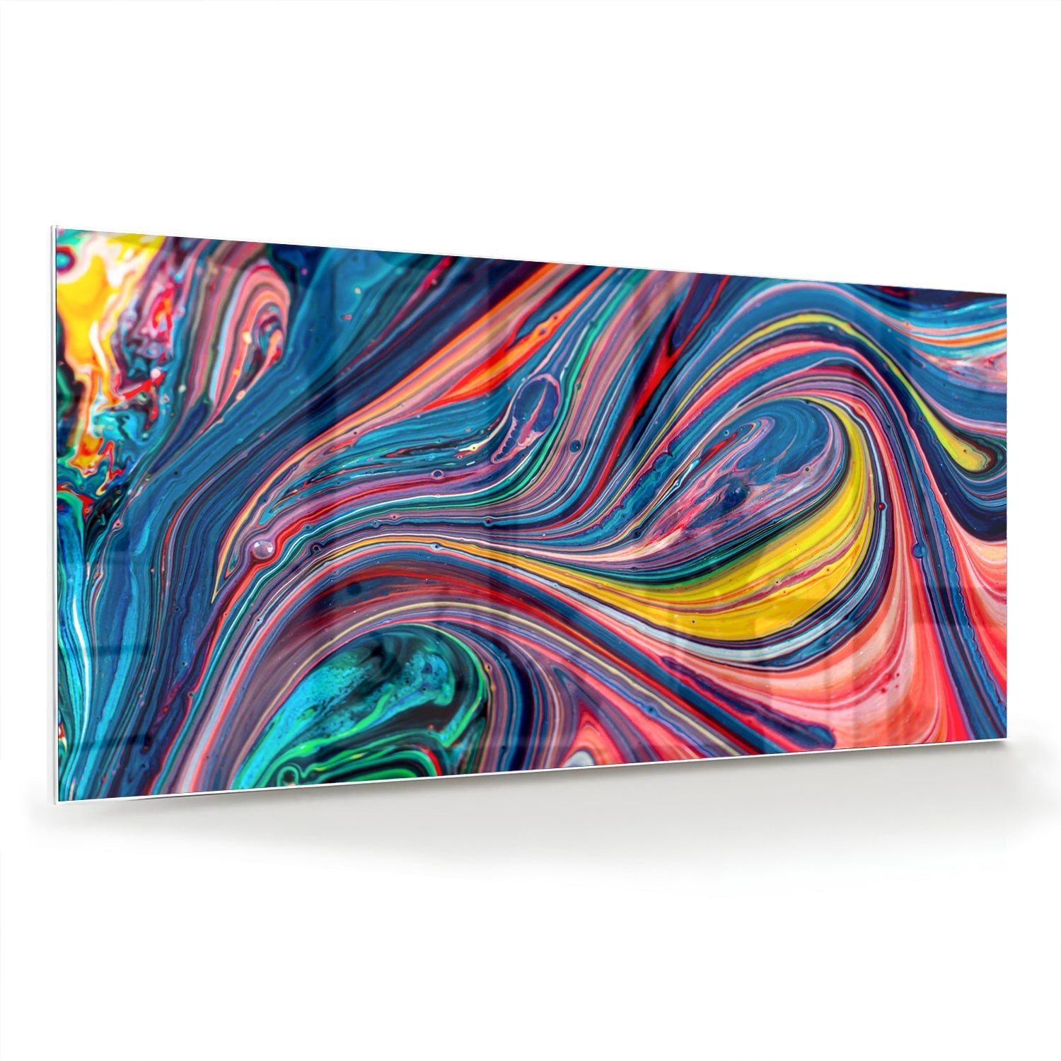Farbenfrohes abstraktes Glasbild für ein modernes Interieur – Glasbild aus Sicherheitsglas, Größe 70x70_rond