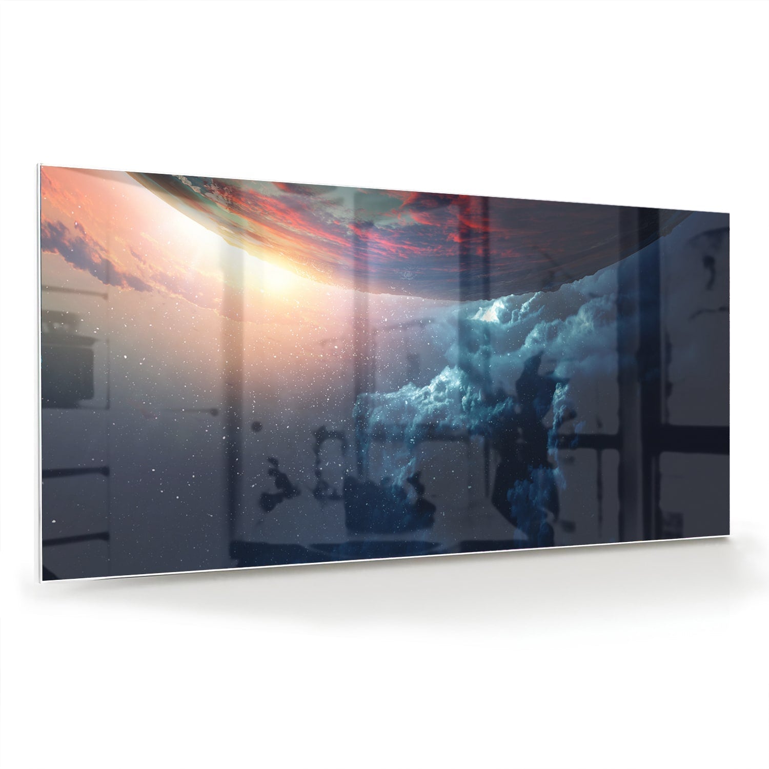 Glasbild mit kosmischem Ausblick – Glasbild aus Sicherheitsglas, Größe 70x70_rond