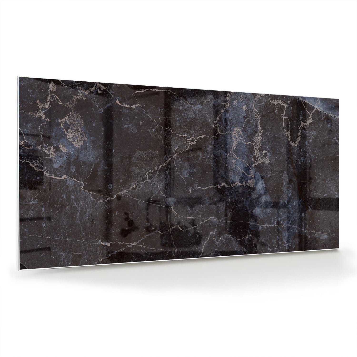 Elegantes Glasbild in dunkler Marmoroptik – Glasbild aus Sicherheitsglas, Größe 70x70_rond