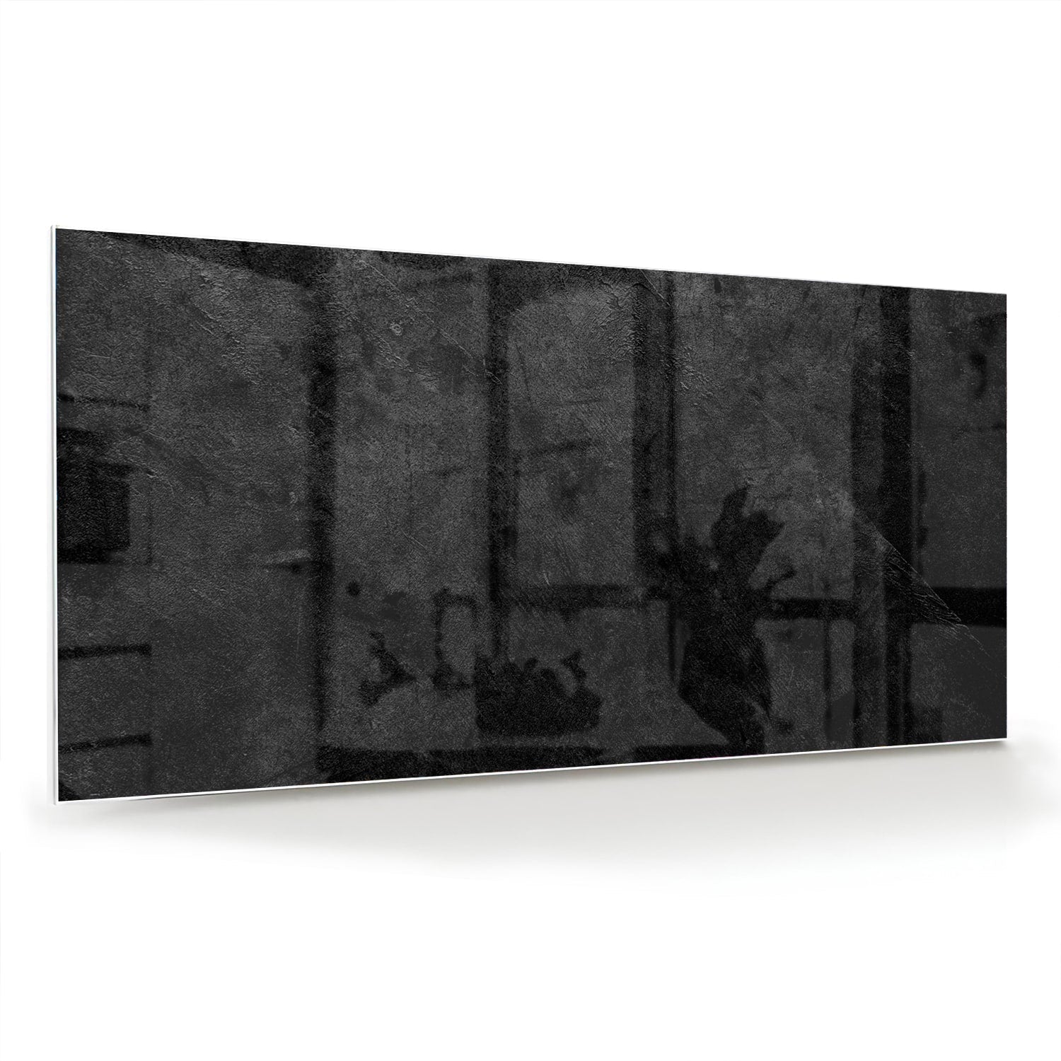 Abstraktes Glasbild in Schwarz und Grau – Glasbild aus Sicherheitsglas, Größe 70x70_rond
