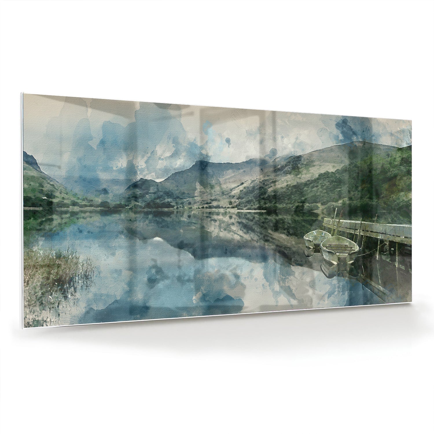 Glasbild mit einer ruhigen Landschaft – Glasbild aus Sicherheitsglas, Größe 70x70_rond