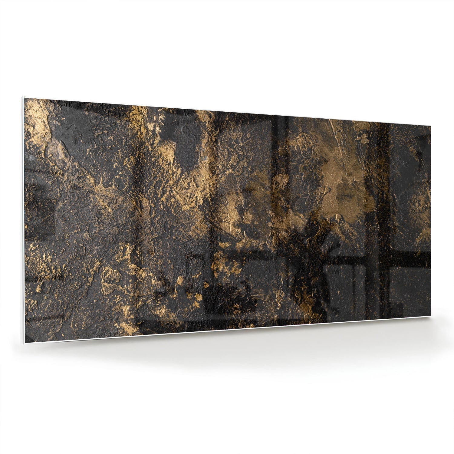 Modernes Glasbild mit goldenen Akzenten – Glasbild aus Sicherheitsglas, Größe 70x70_rond