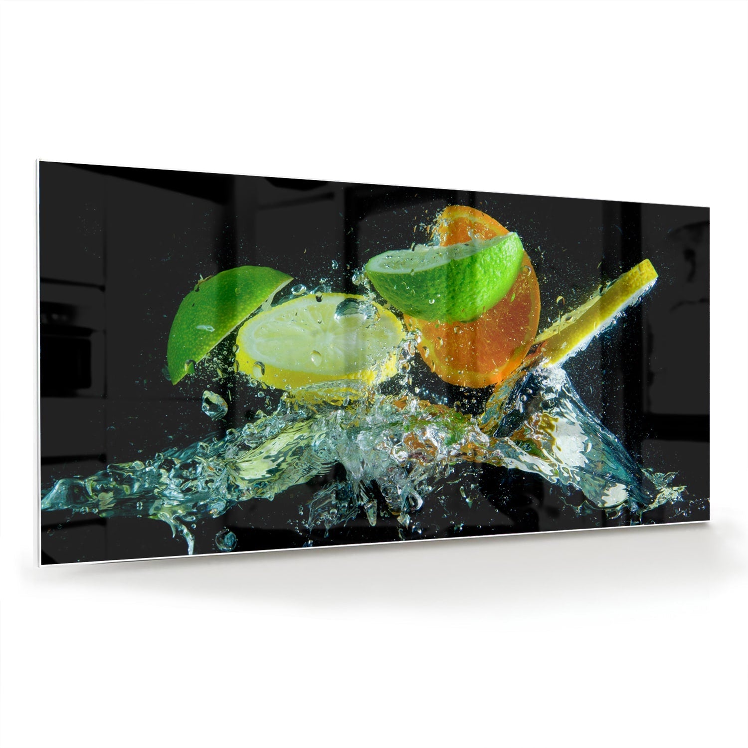 Glasbild mit farbenfrohen Zitrusfrüchten – Glasbild aus Sicherheitsglas, Größe 70x70_rond