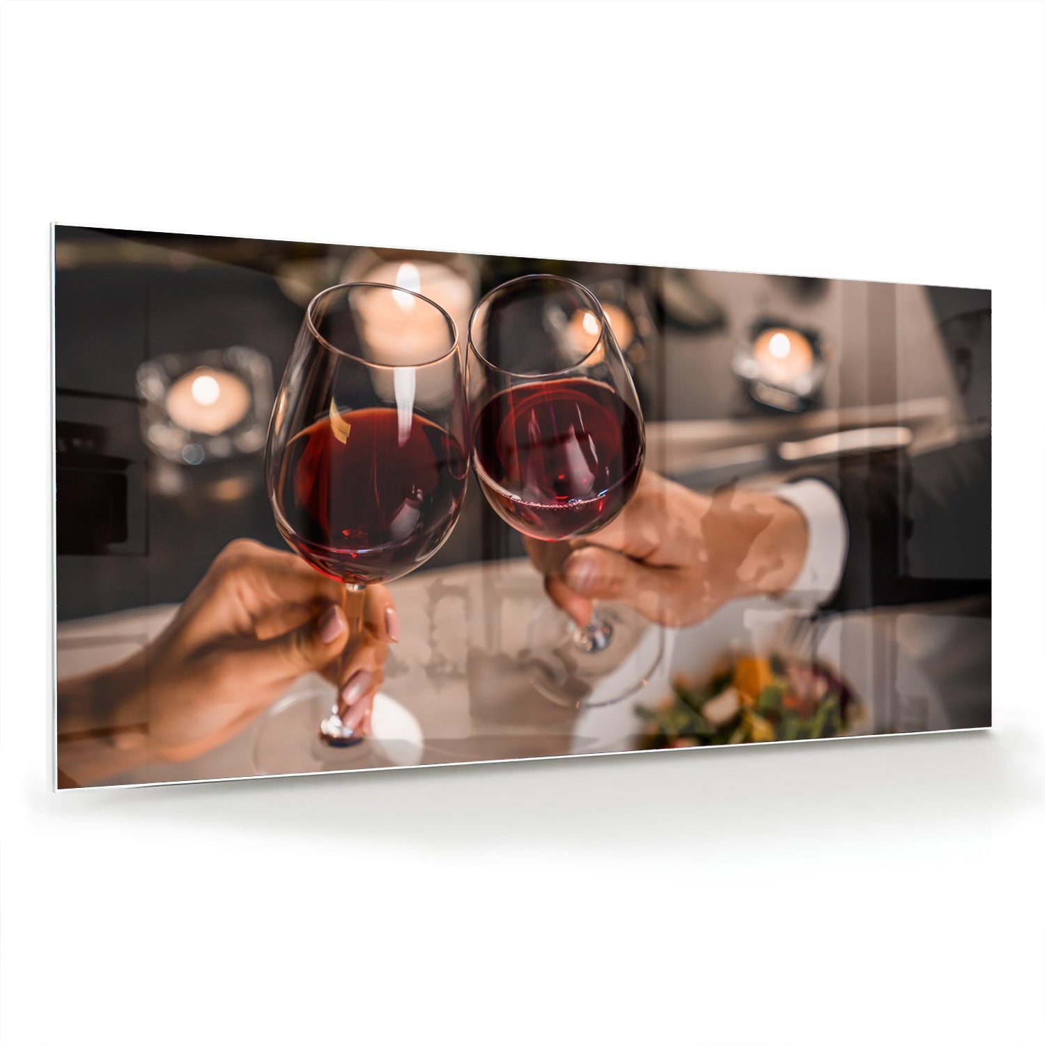 Glasbild – Prost mit einem Glas Rotwein – Glasbild aus Sicherheitsglas, Größe 70x70_rond