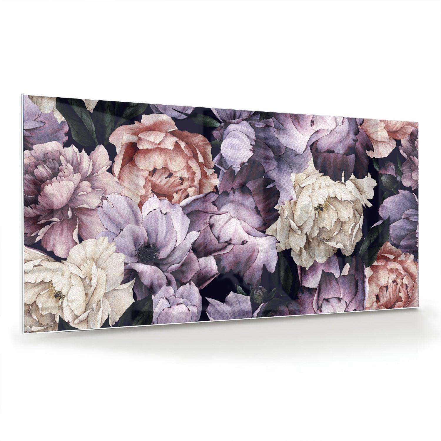 Glasbild mit wunderschönen violetten Blumen – Glasbild aus Sicherheitsglas, Größe 70x70_rond
