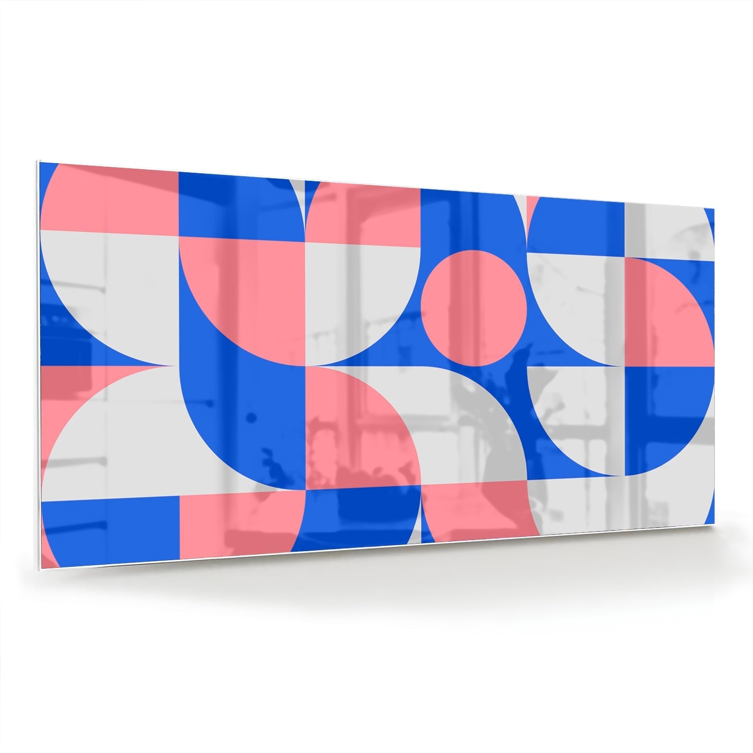 Abstraktes Glasbild mit blauen und rosa Farbtönen – Glasbild aus Sicherheitsglas, Größe 70x70_rond