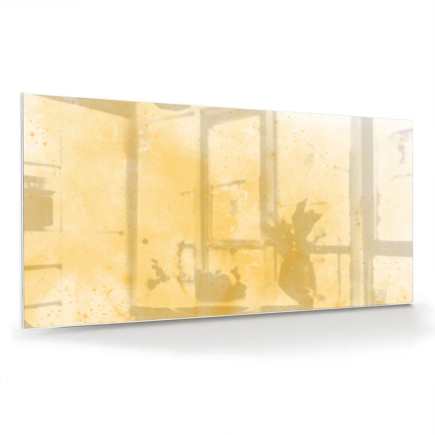 Goldenes abstraktes Glasbild für moderne Innenräume – Glasbild aus Sicherheitsglas, Größe 70x70_rond