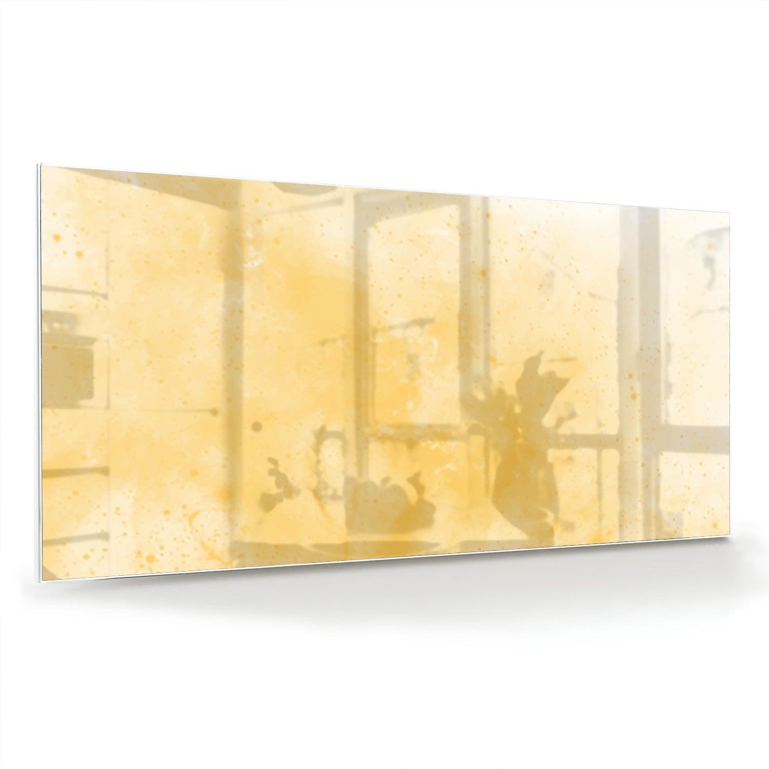 Goldenen abstraktes Glasbild für modernes Interieurs als moderne Glas-Wanddekoration aus 4 mm Sicherheitsglas