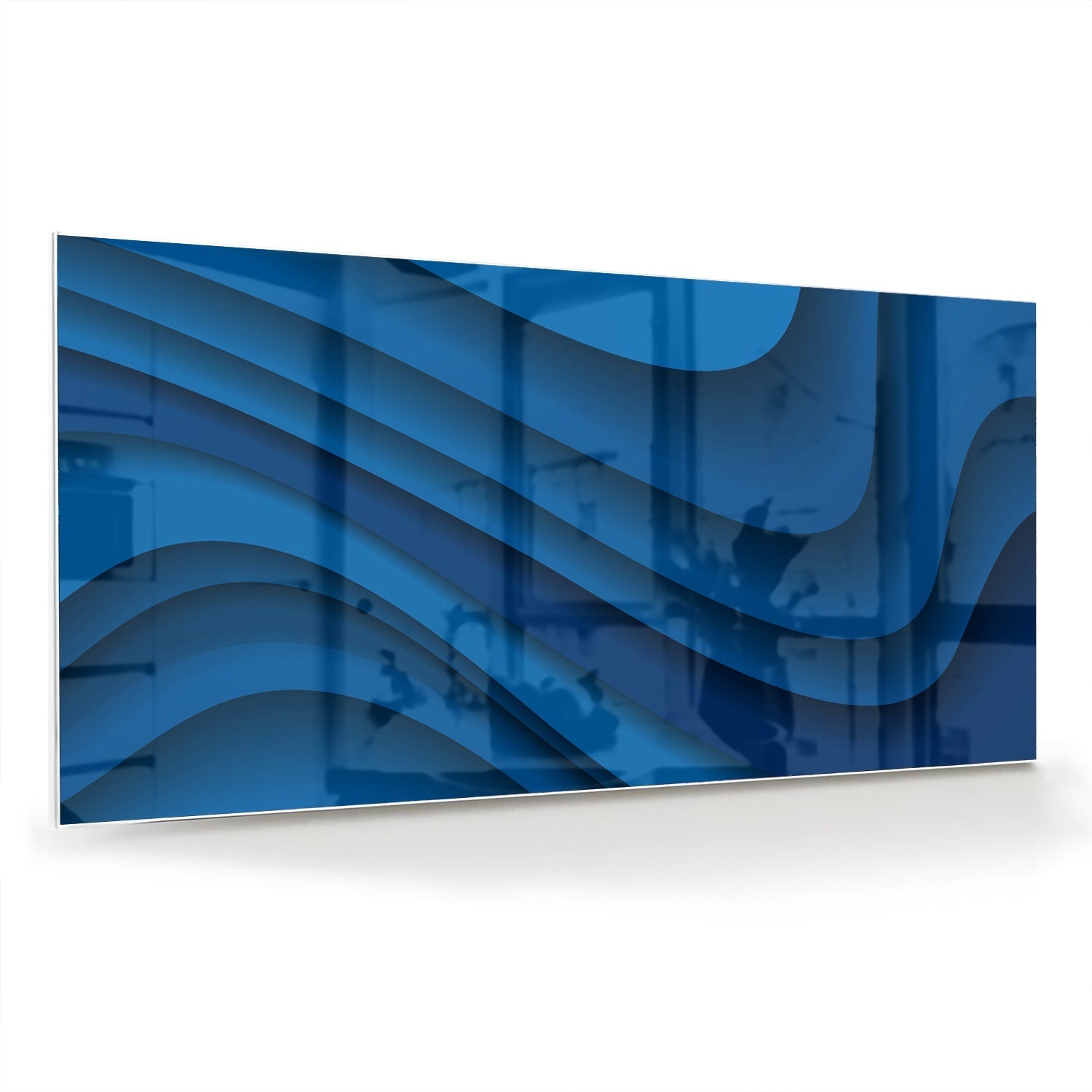 Modernes Glasbild in verschiedenen Blautönen – Glasbild aus Sicherheitsglas, Größe 70x70_rond