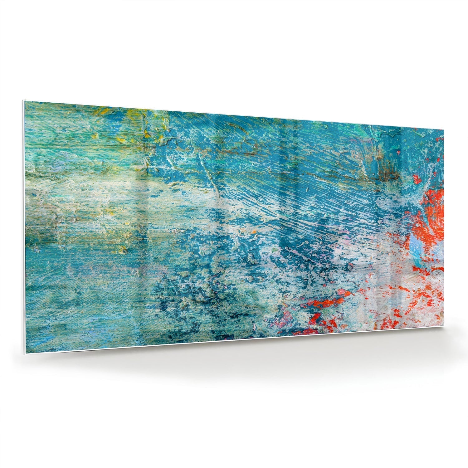 Farbenfrohes Glasbild mit abstraktem Muster – Glasbild aus Sicherheitsglas, Größe 70x70_rond