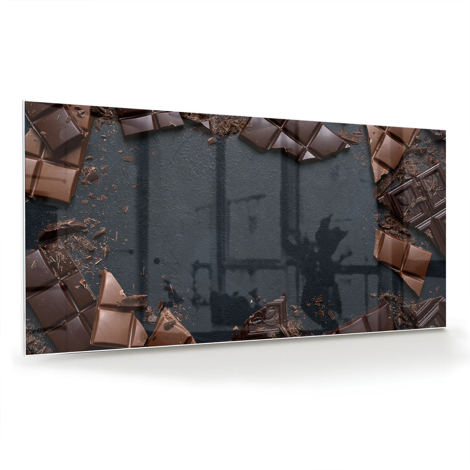 Glasbild mit Schokoladenmotiv für moderne Innenräume – Glasbild aus Sicherheitsglas, Größe 70x70_rond