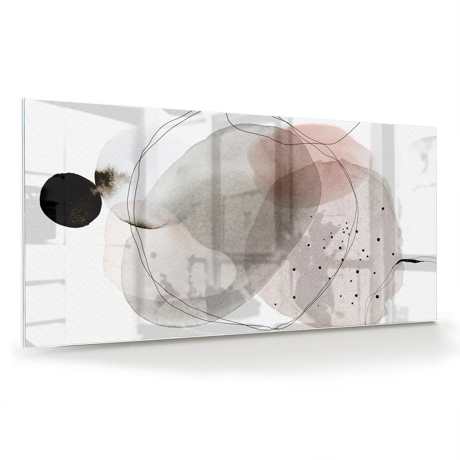 Abstraktes Glasbild mit organischen Formen – Glasbild aus Sicherheitsglas, Größe 70x70_rond