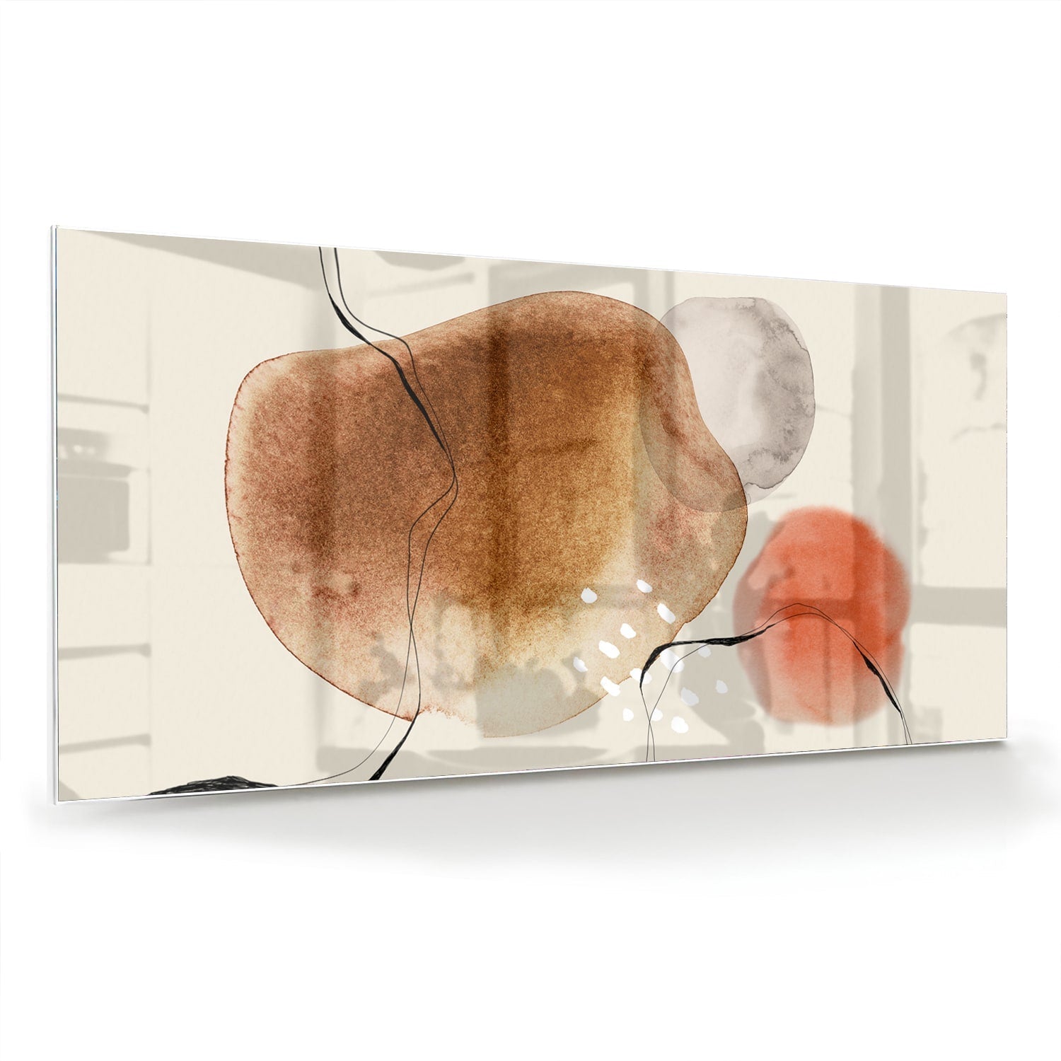Abstraktes Glasbild in Erdtönen – Glasbild aus Sicherheitsglas, Größe 70x70_rond