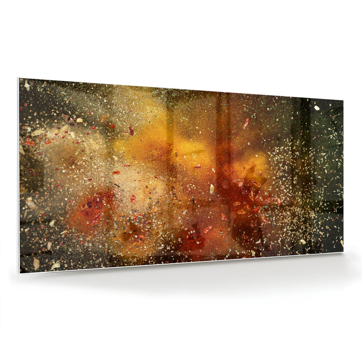 Abstraktes Glasbild mit warmen Farben – Glasbild aus Sicherheitsglas, Größe 70x70_rond