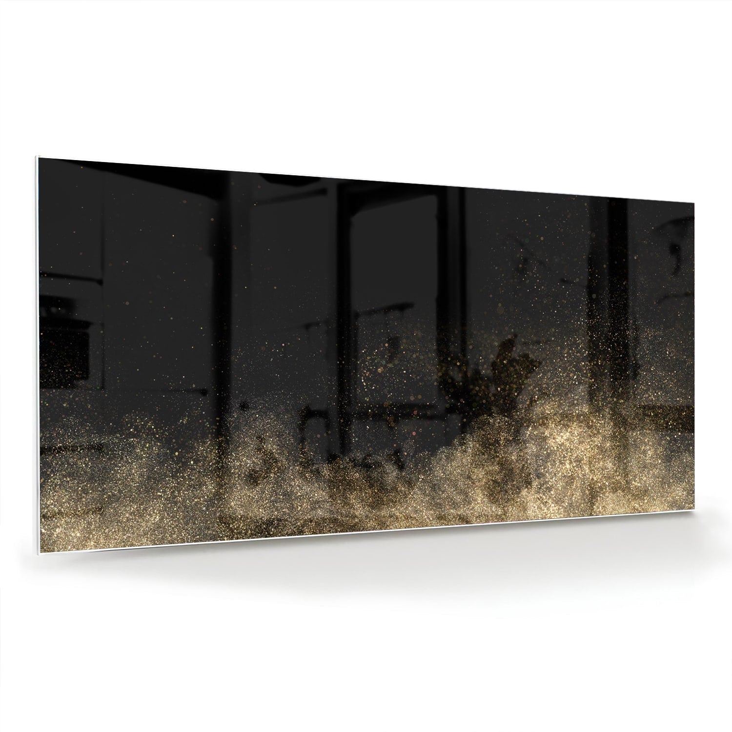 Stilvolles Glasbild mit schwarzen und goldenen Akzenten – Glasbild aus Sicherheitsglas, Größe 70x70_rond