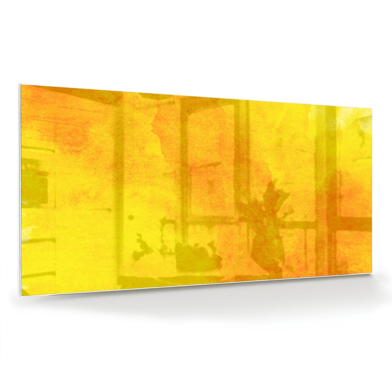 Leuchtend gelbes Glasbild für ein geradliniges Interieur – Glasbild aus Sicherheitsglas, Größe 70x70_rond