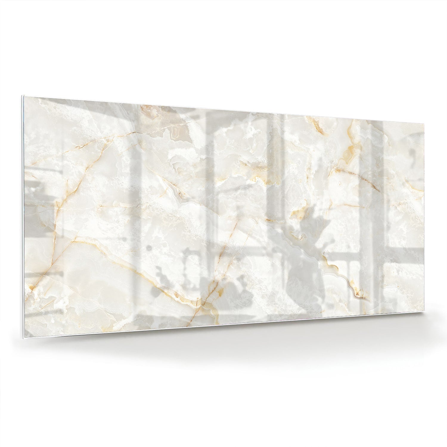 Elegantes Glasbild mit Gold und Grau – Glasbild aus Sicherheitsglas, Größe 70x70_rond